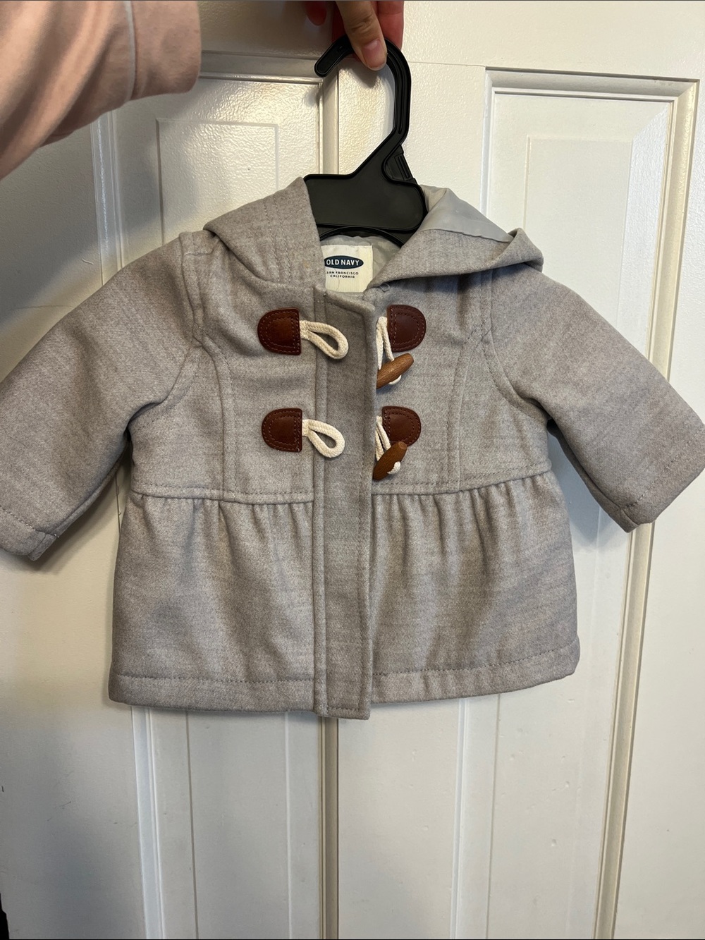 Old Navy Light Gray baby Hooded Pea Coat with Toggle Closures
